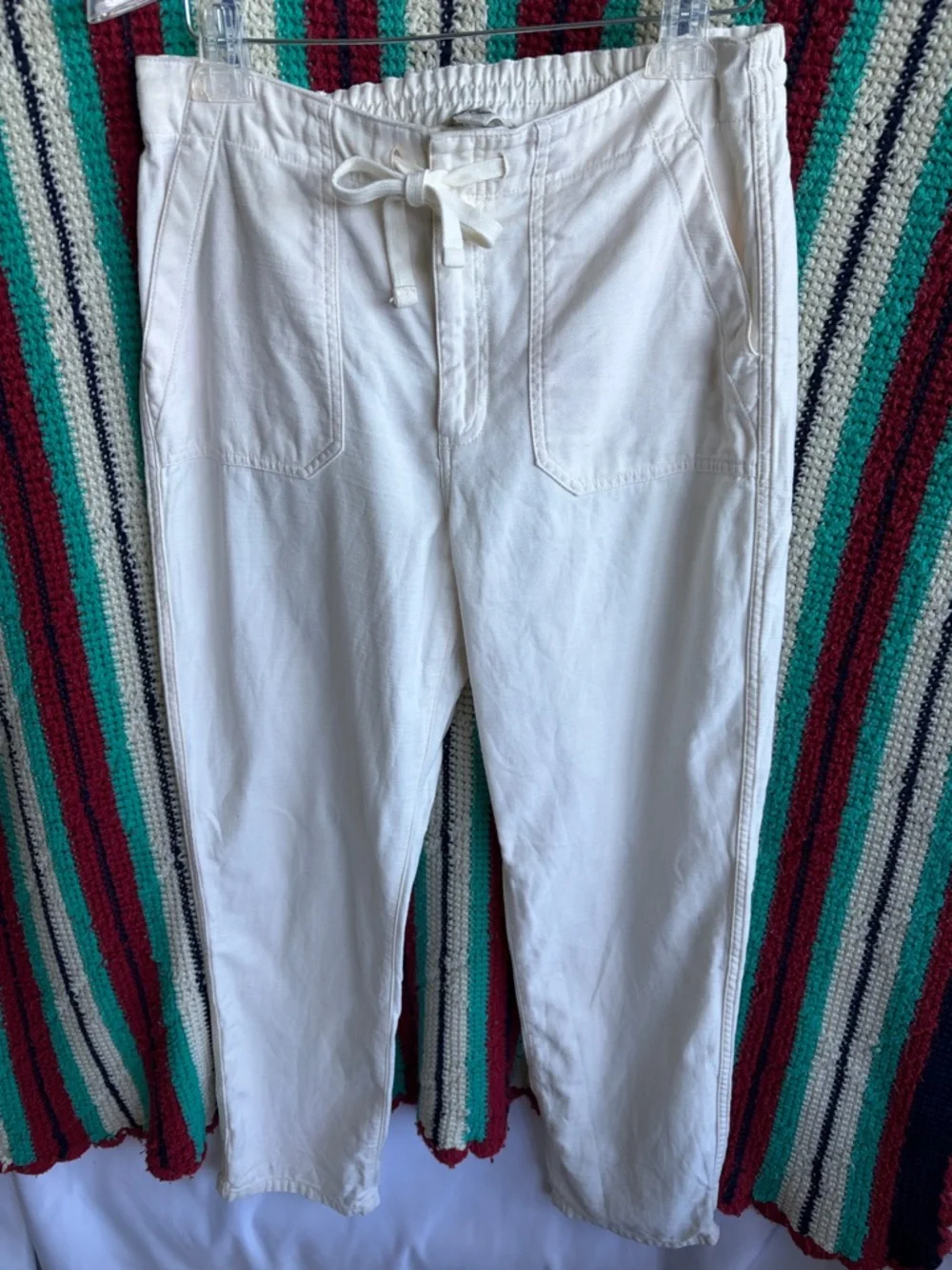 J Crew Tie-waist camp pant sz S, Cream